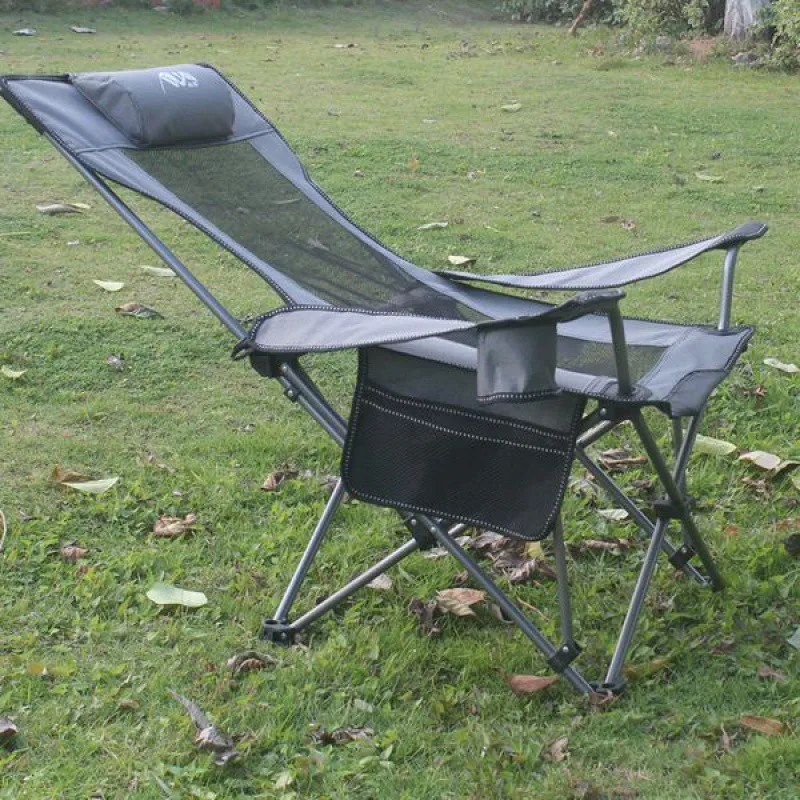 Outdoor Camping Lounge Chairs - Folding Reclining Fishing Lounge Chair with