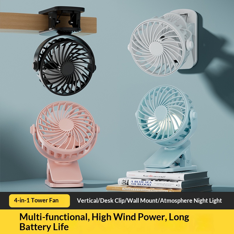 Outdoor Camping Misting Fan - HOMEFISH Portable Rechargeable Clip Fan 720°